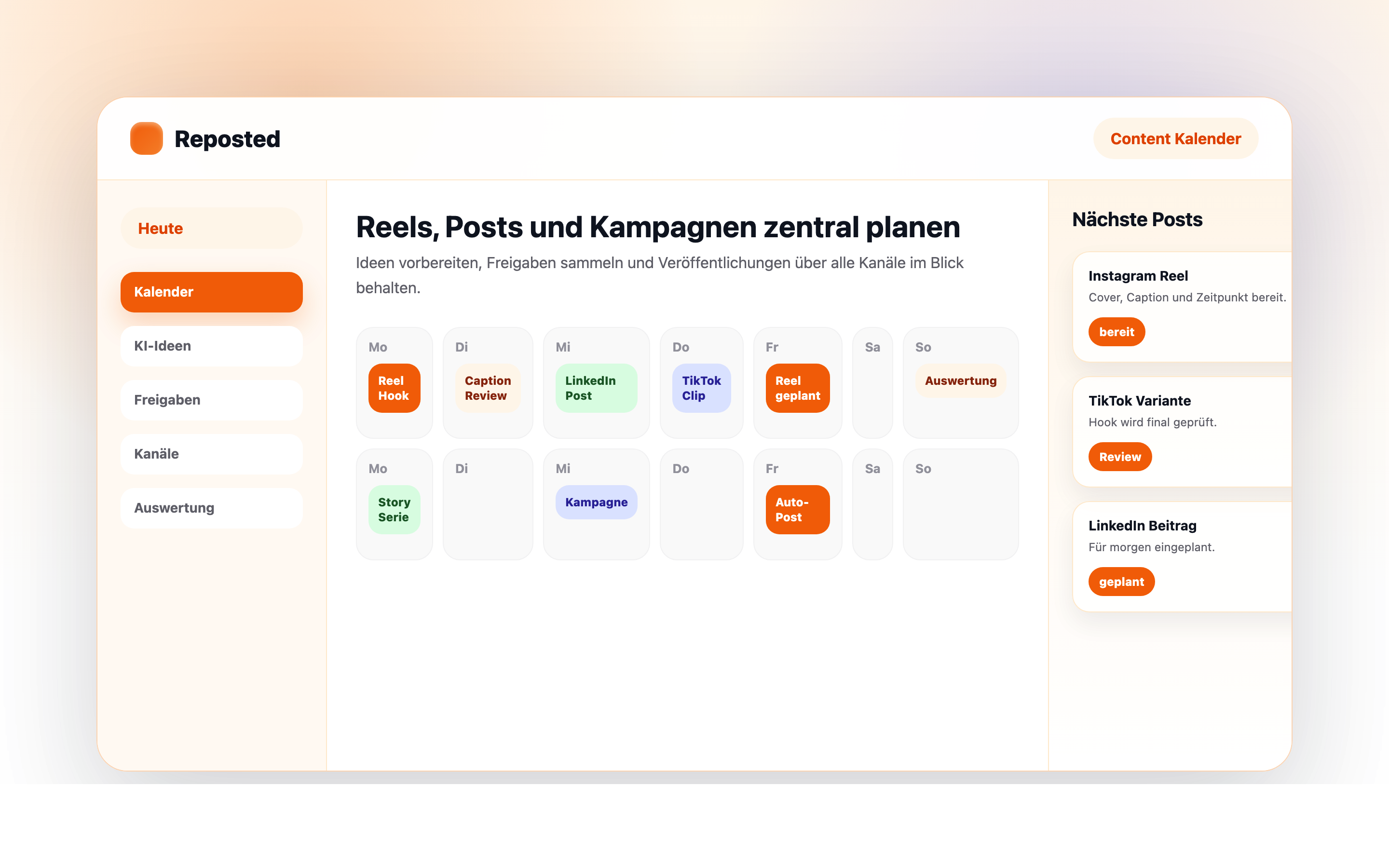 Illustration eines Content-Kalenders mit geplanten Beiträgen
